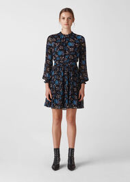 Elderberry Print Dobby Dress Black/Multi