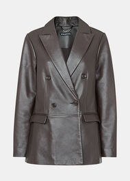 Aliza Waisted Leather Blazer