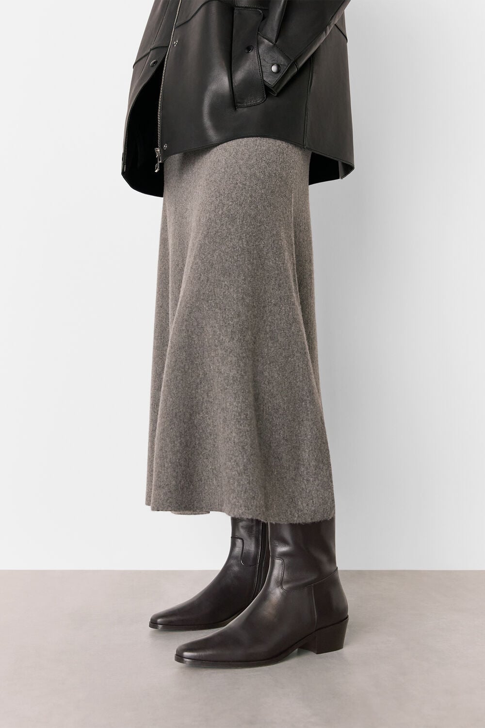 Black Clean Western Ankle Boot
