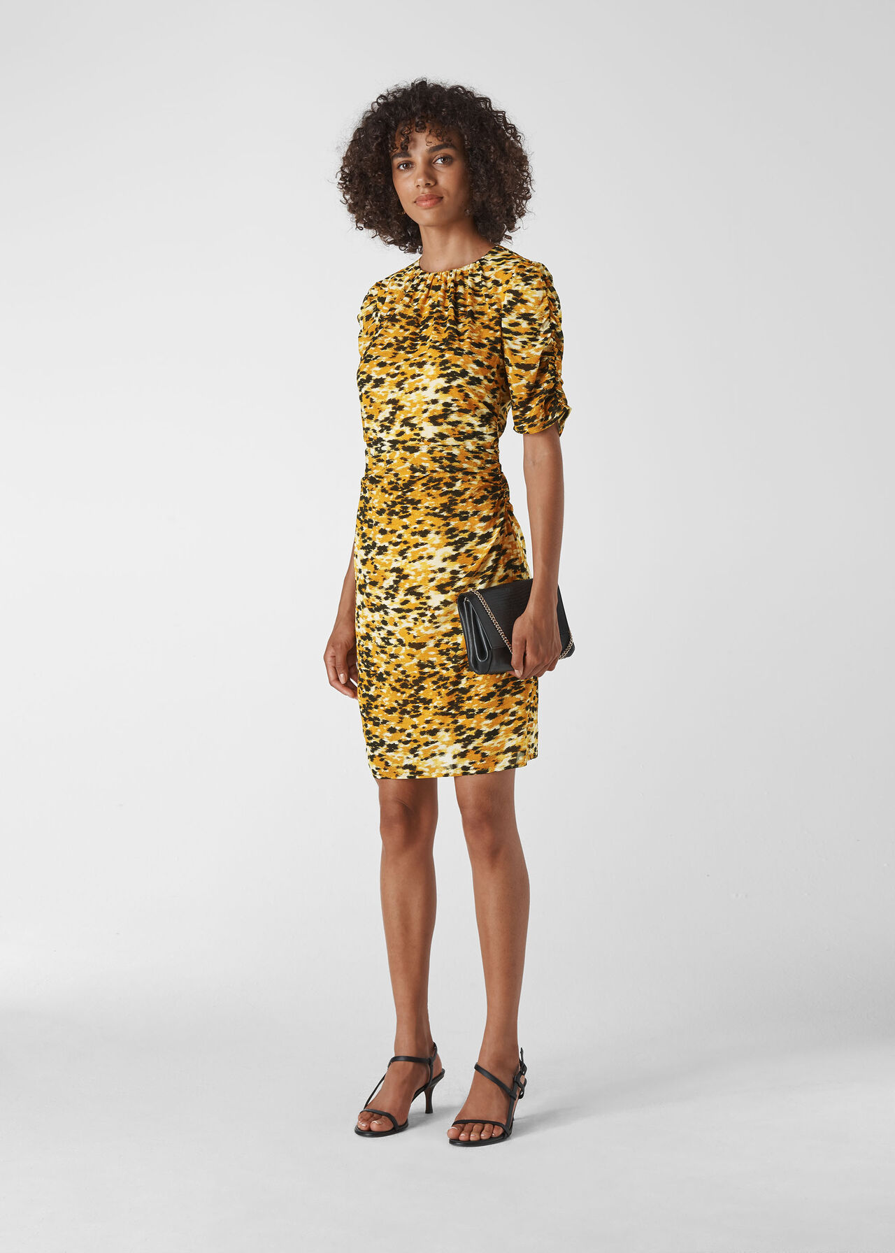 Ikat Animal Silk Bodycon Yellow/Multi