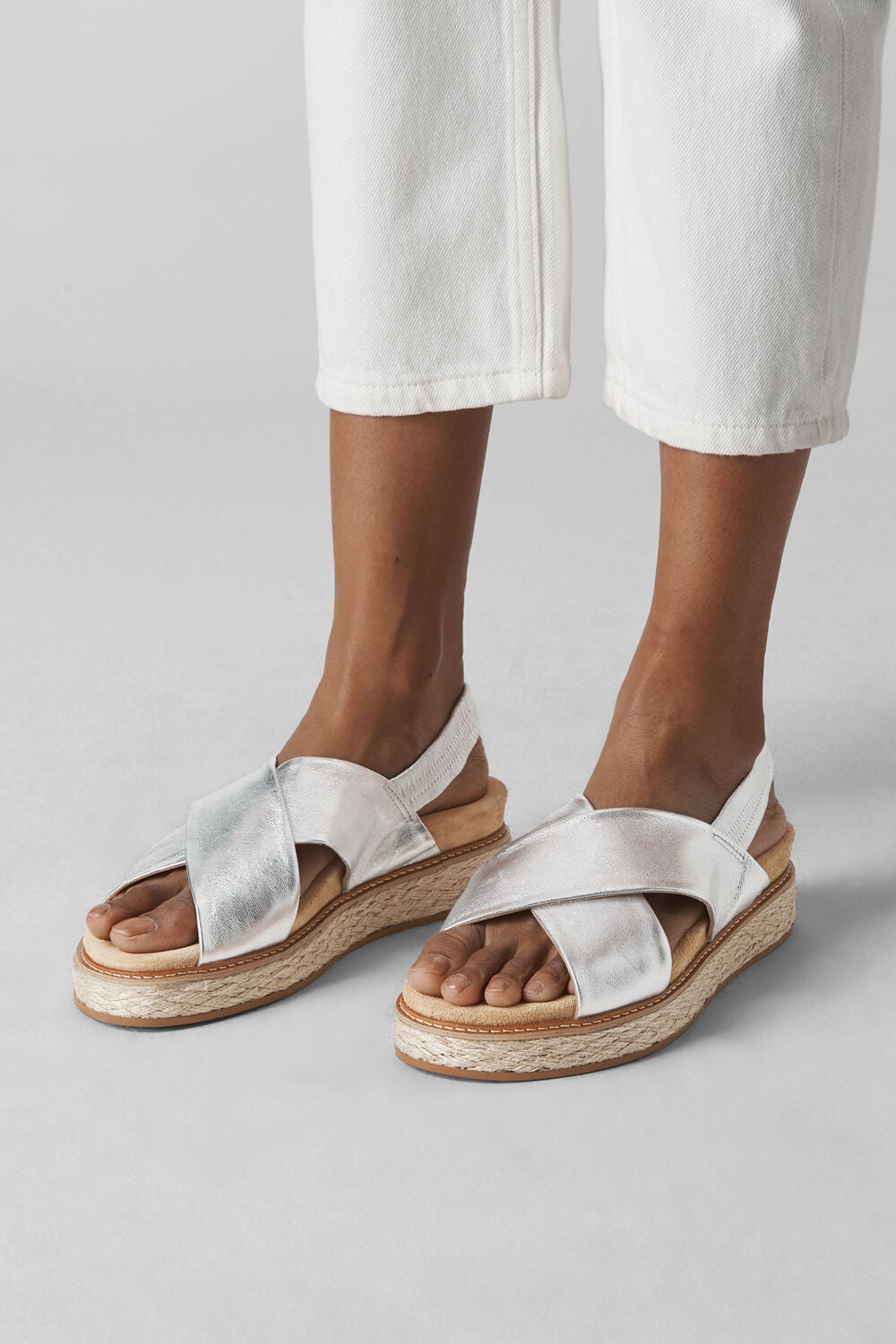 Robyn Cross Strap Sandal Silver