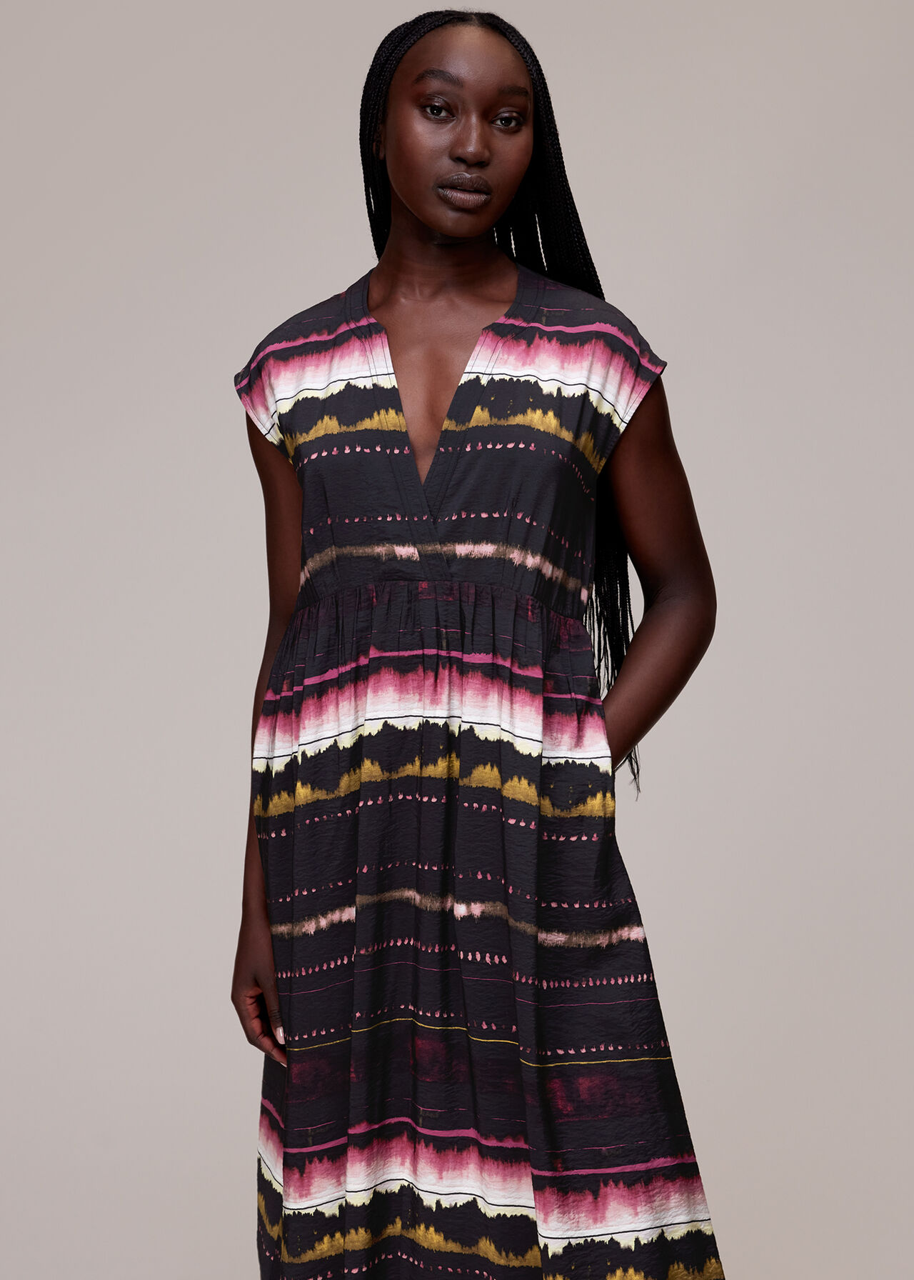 Multicolour Amelie Shibori Trapeze Dress WHISTLES Whistles UK