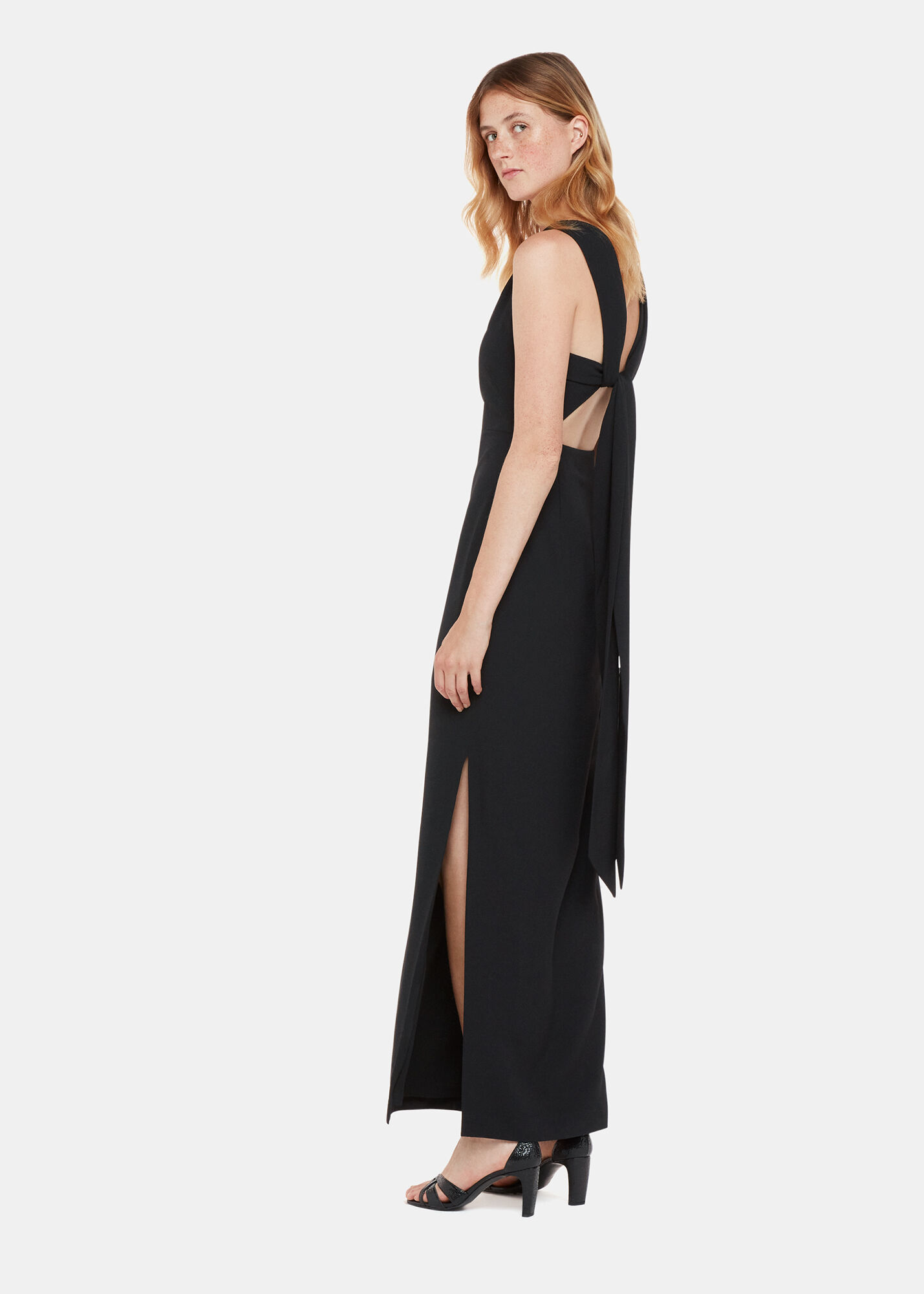 Whistles Black Tie Back Maxi Dress Shop Now