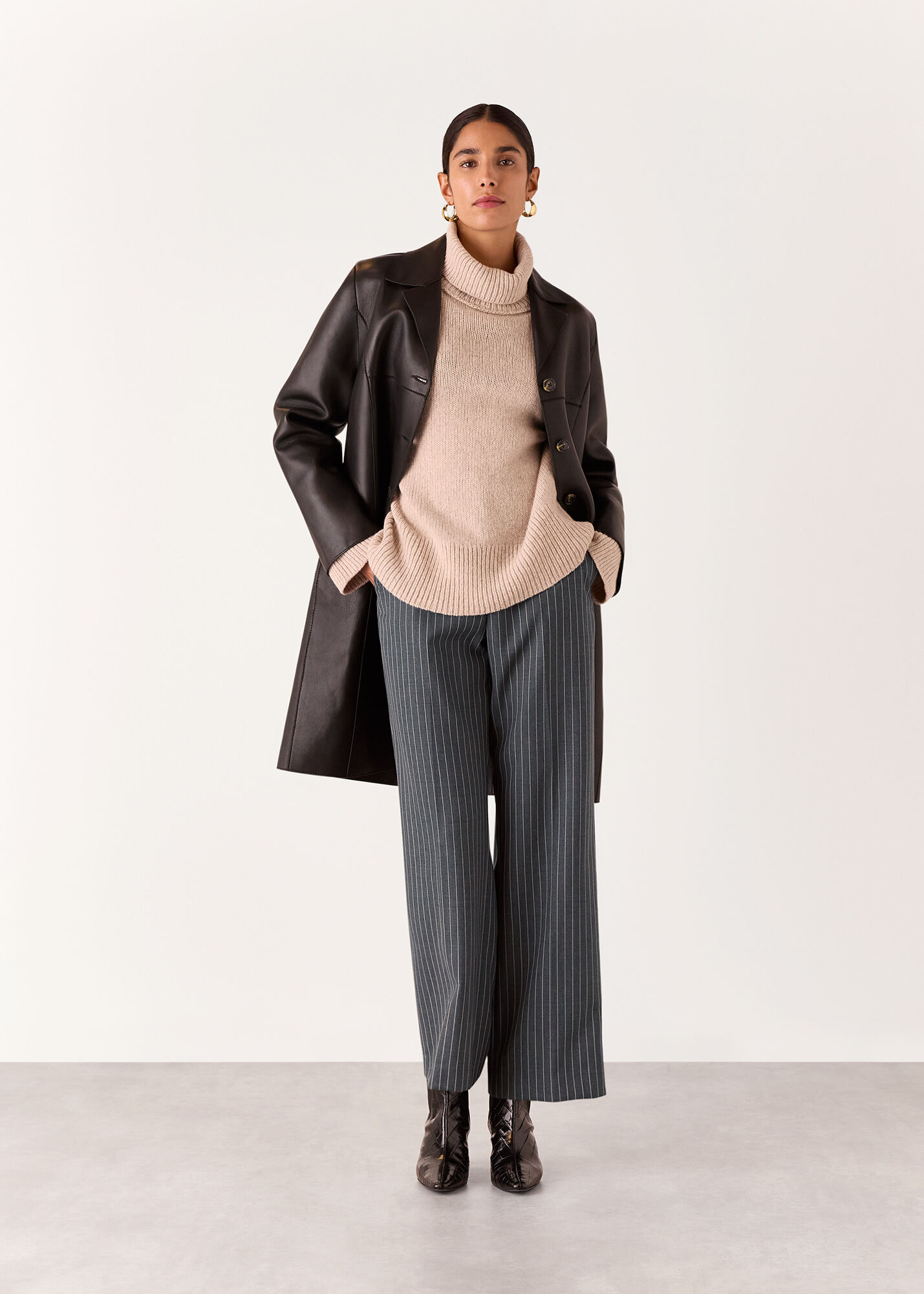 Grey/Multi Isla Pinstripe Wool Trouser | WHISTLES | Whistles