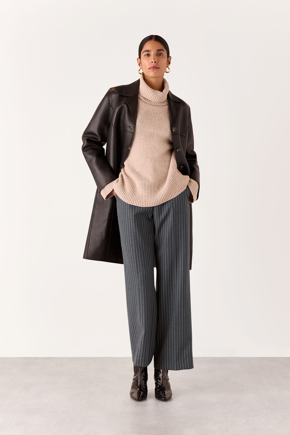 Isla Pinstripe Wool Trouser