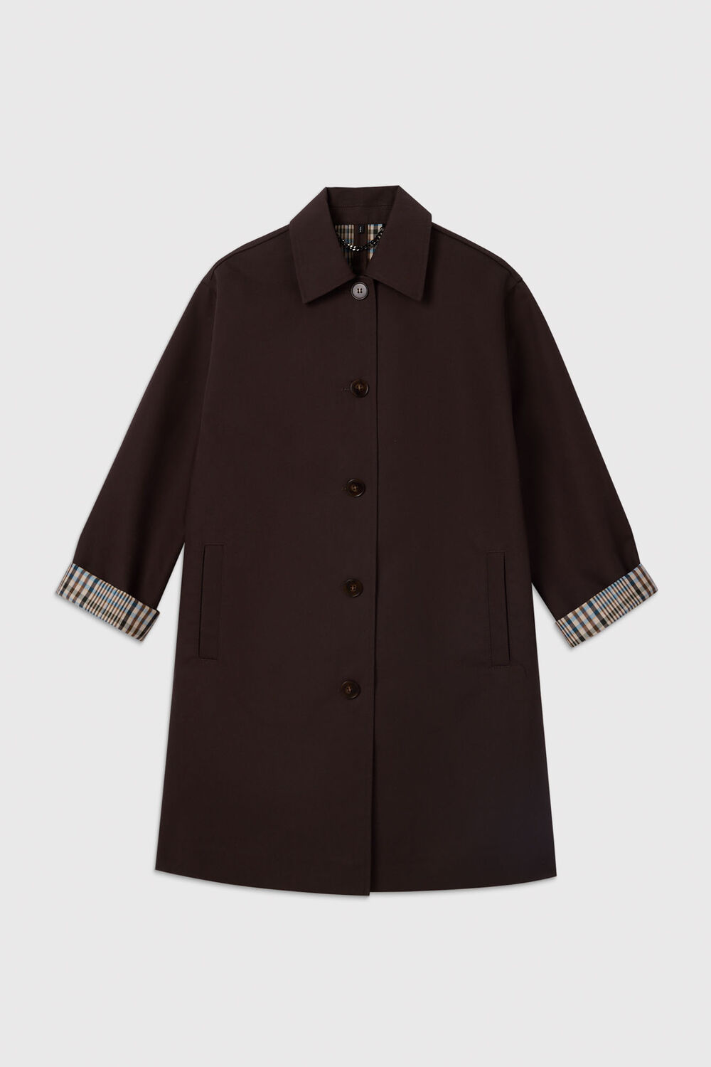 Brown Check Lined Car Coat