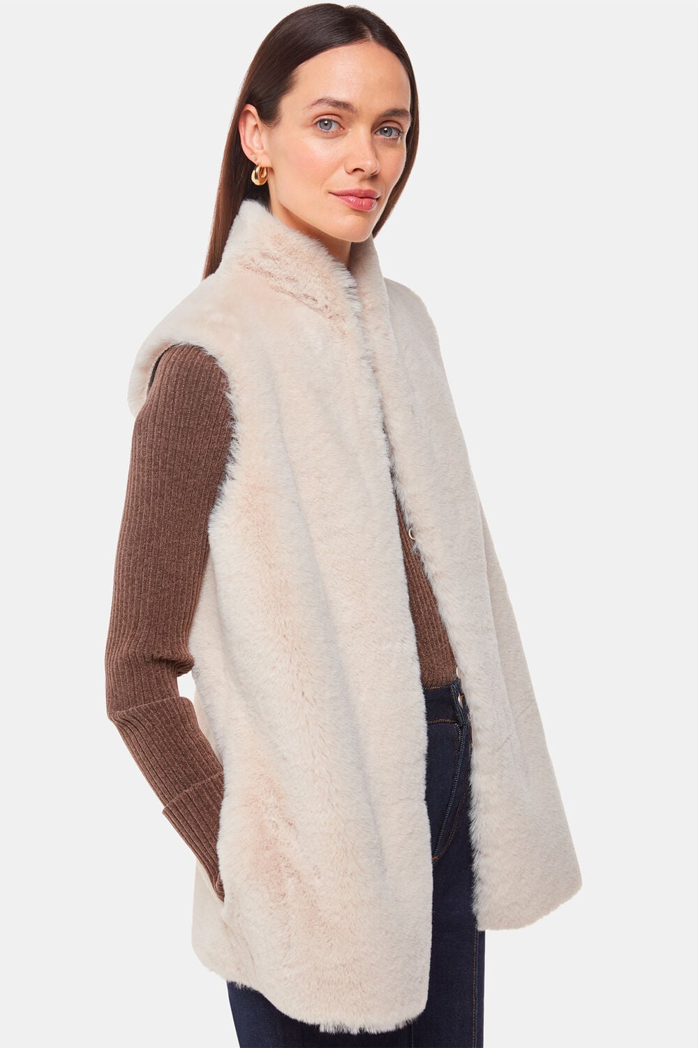 Neutral Faux Fur Gilet