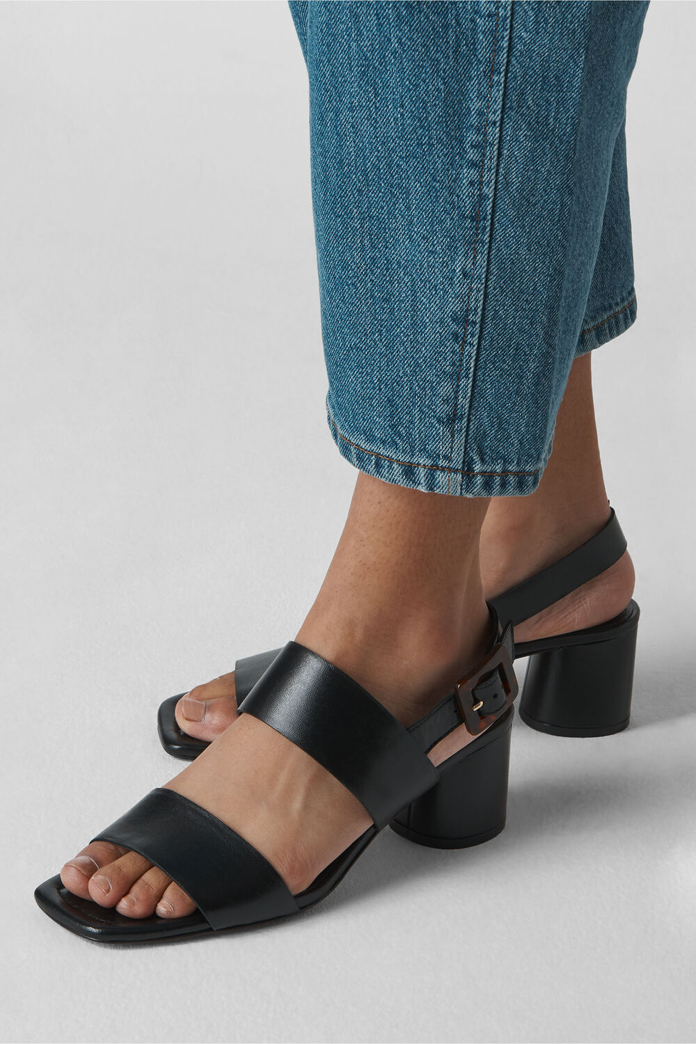 Avery Tort Buckle Sandal Black