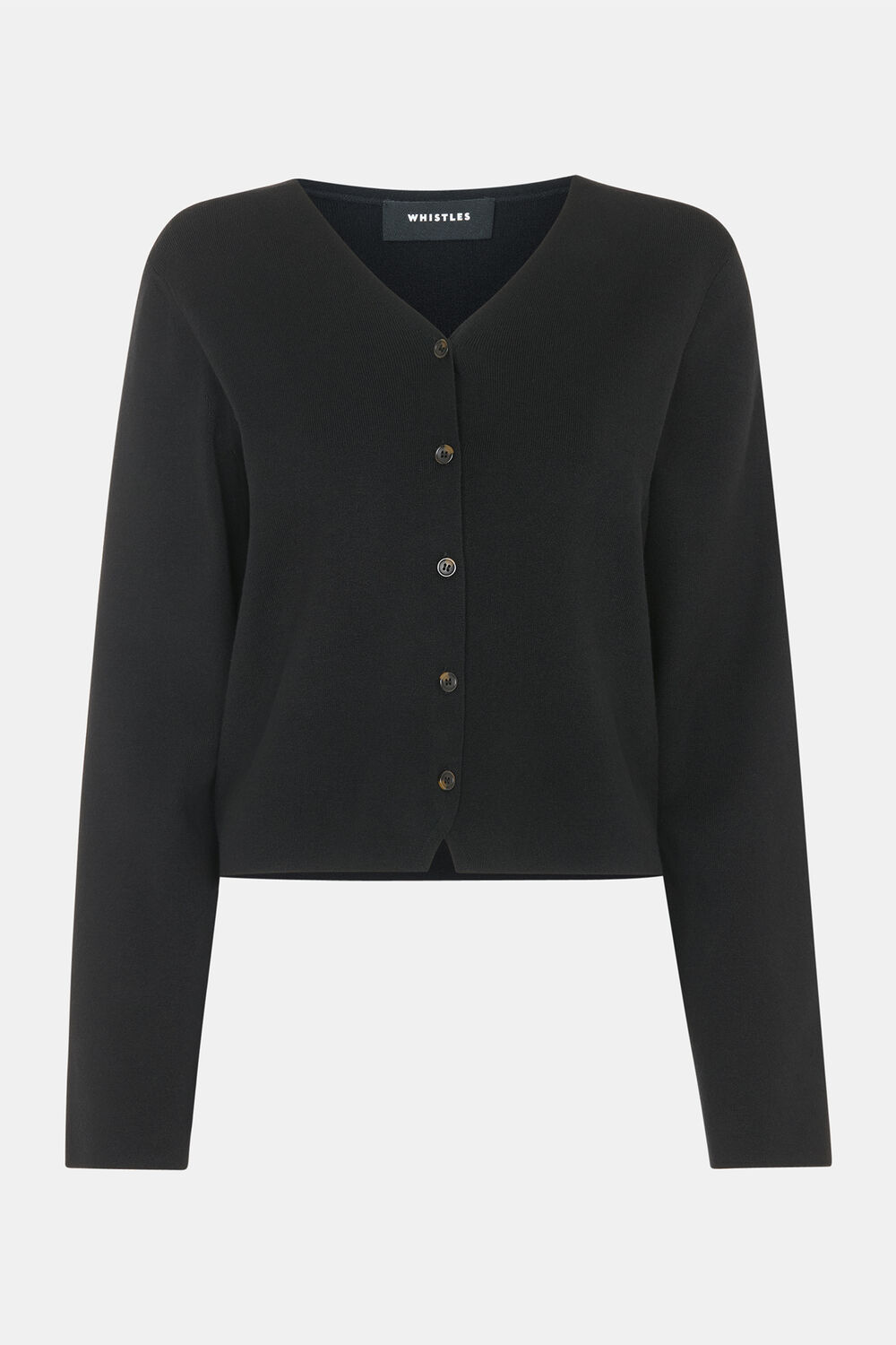 Black V Neck Button Front Cardigan