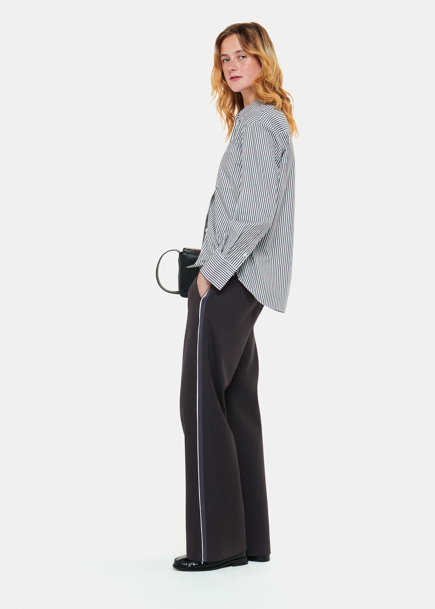 Black trousers side stripe hot sale