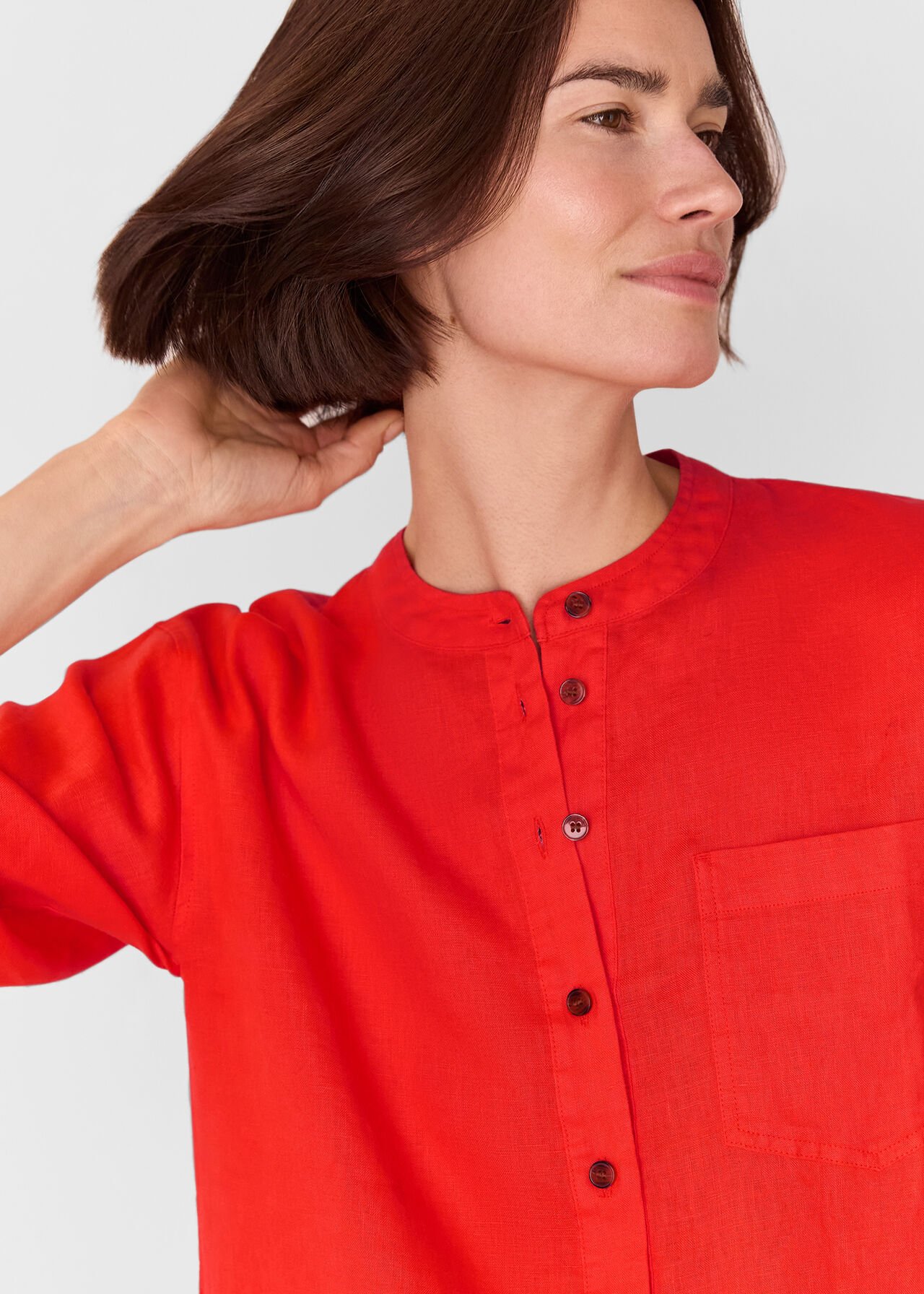 Linen Grandad Collar Shirt