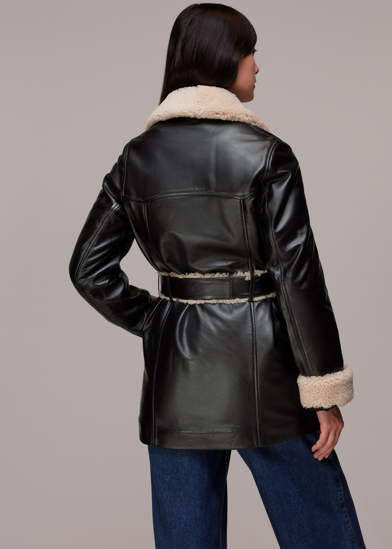 Maya Leather Belted Coat