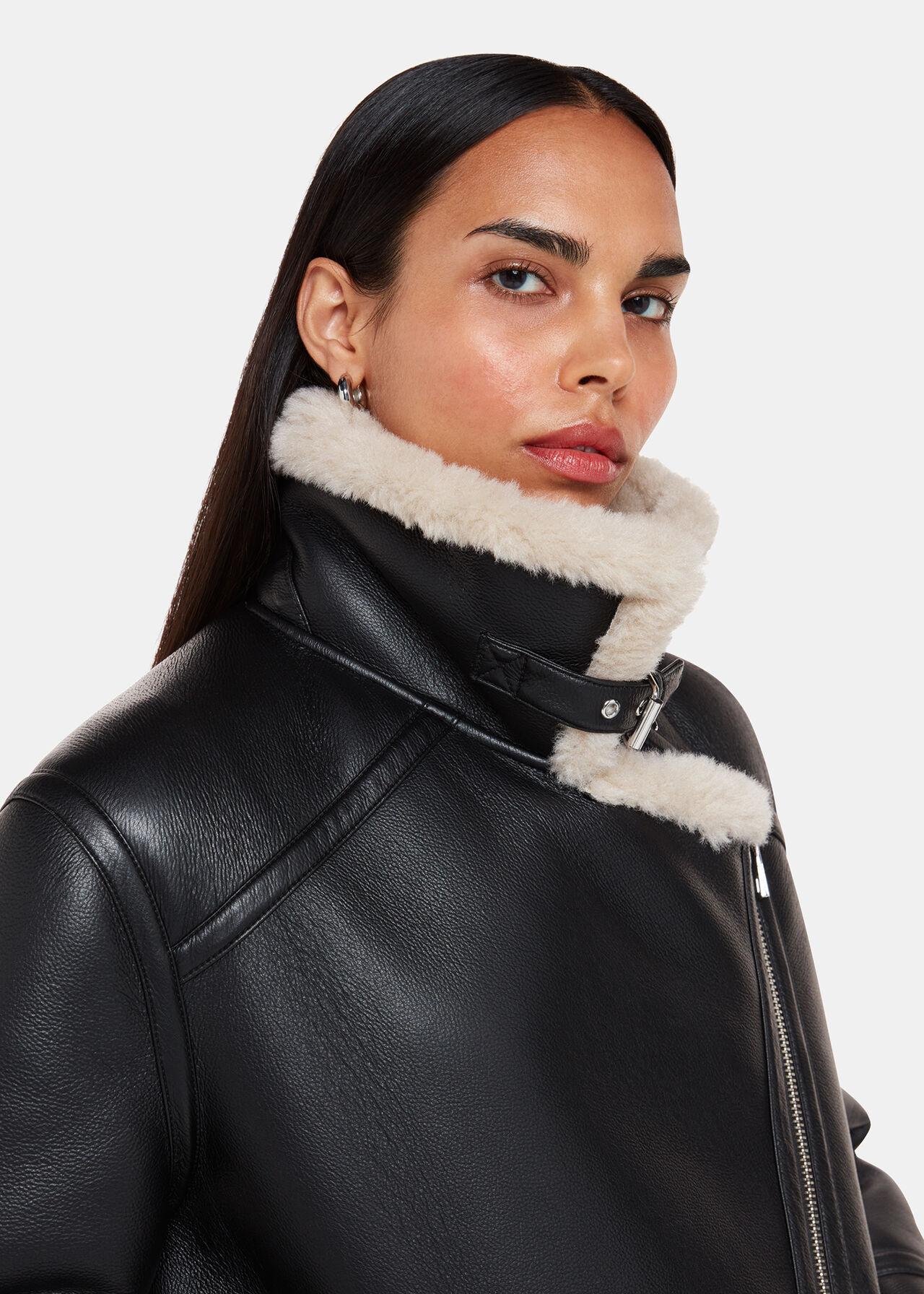 Whistles Black Faux Fur Aviator