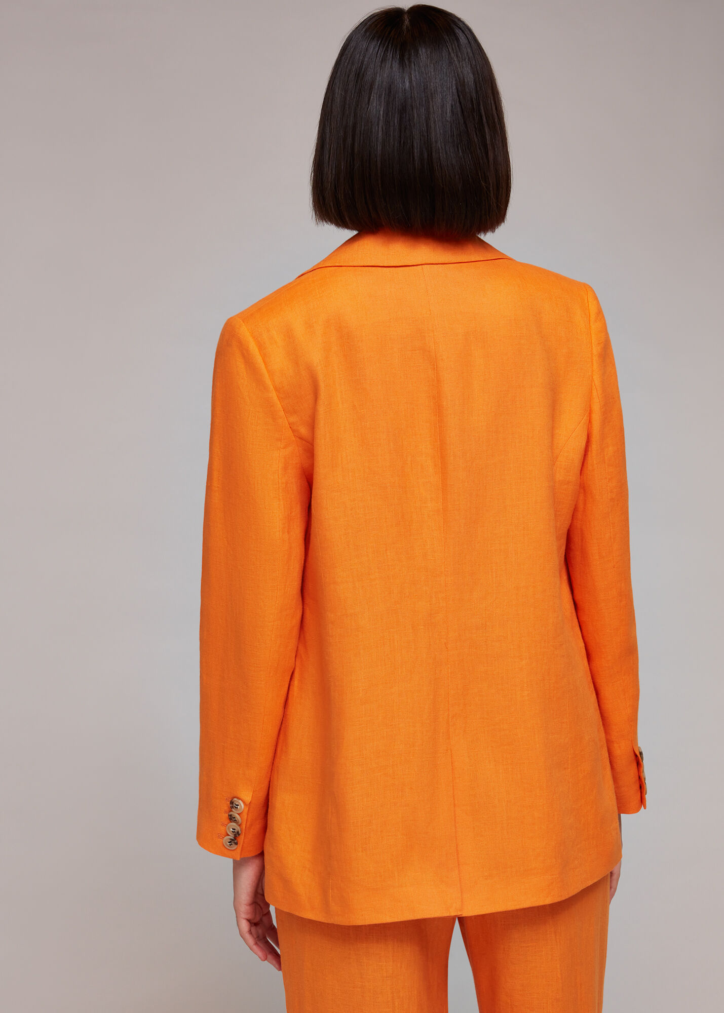 Orange Lucy Linen Blazer WHISTLES