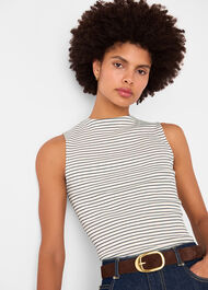 Stripe High Neck Rib Tee