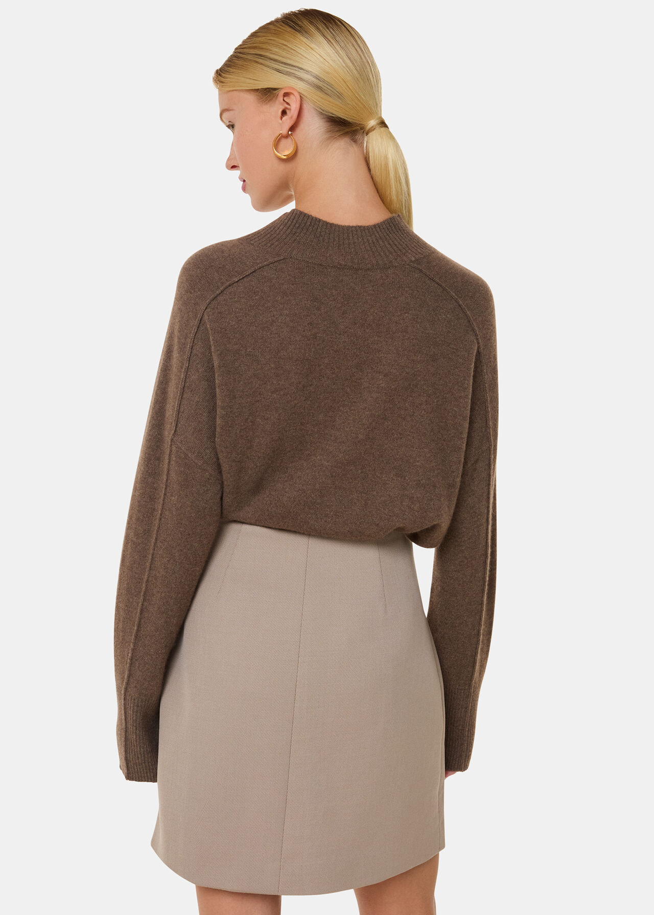 Button Front Wool Mini Skirt