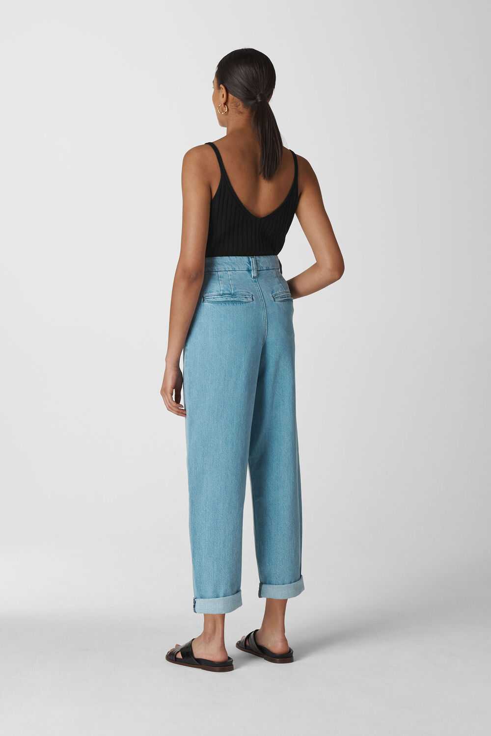 Rib Detail Knit Cami Black