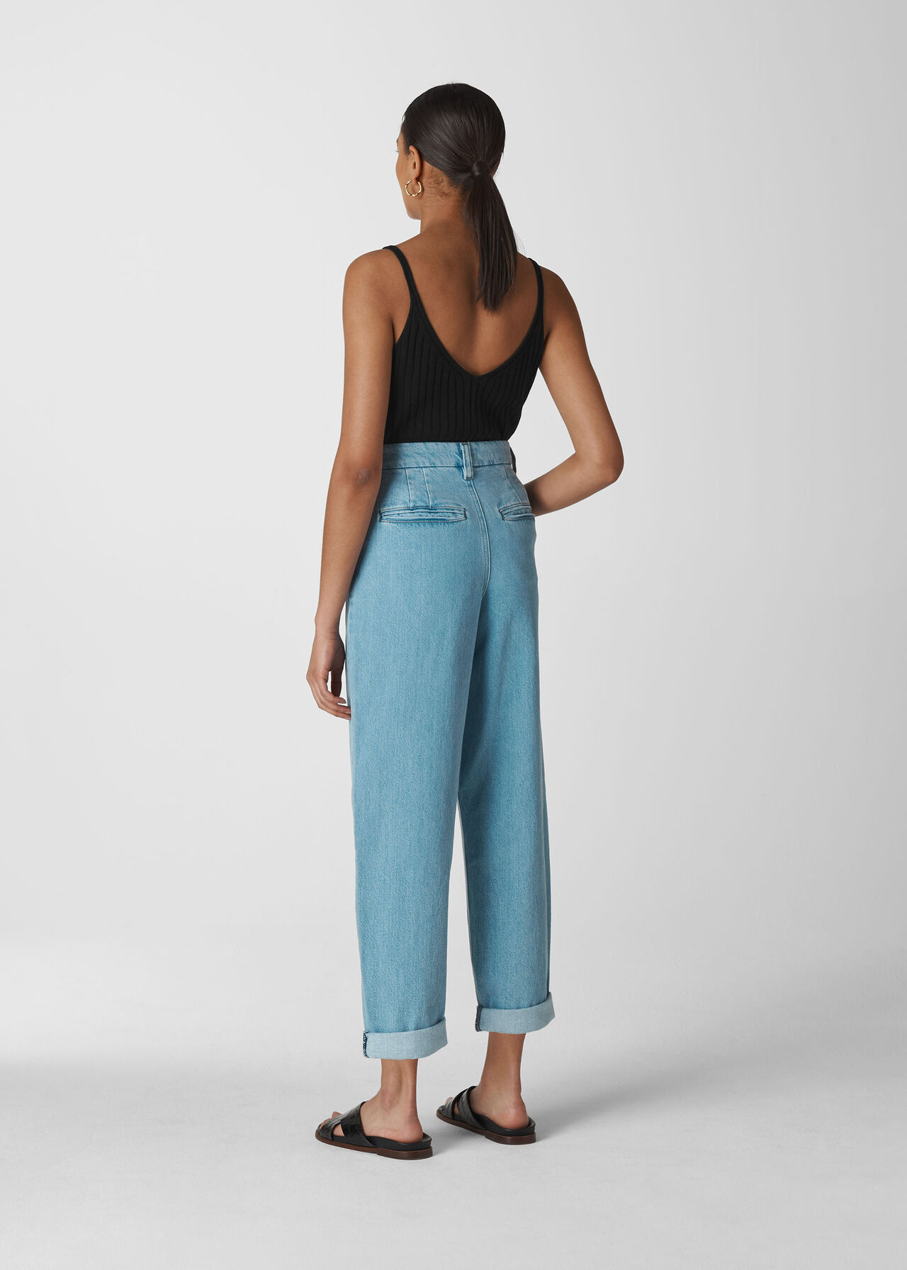 Rib Detail Knit Cami Black