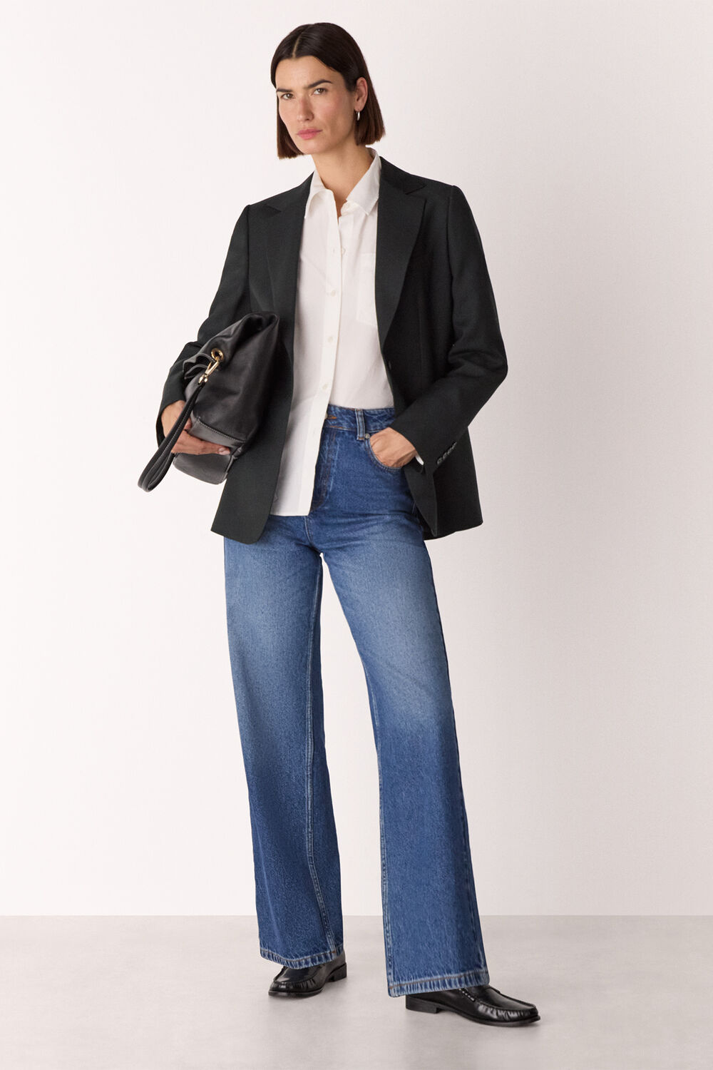 Black Single Breasted Wool Blazer