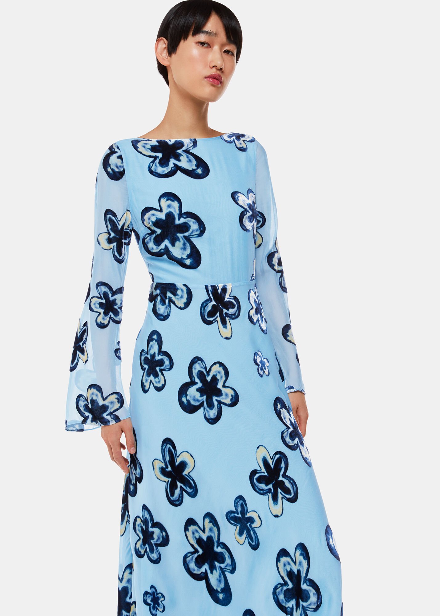 Whistles blue 2025 velvet dress
