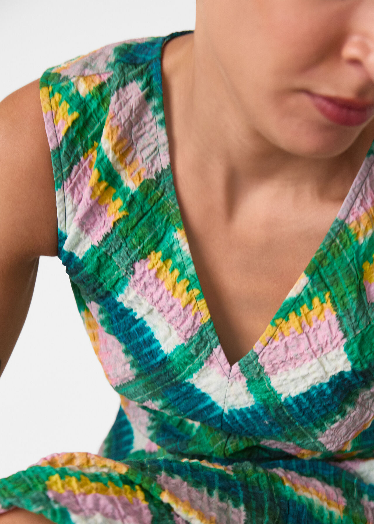 Sleeveless Checked Dress