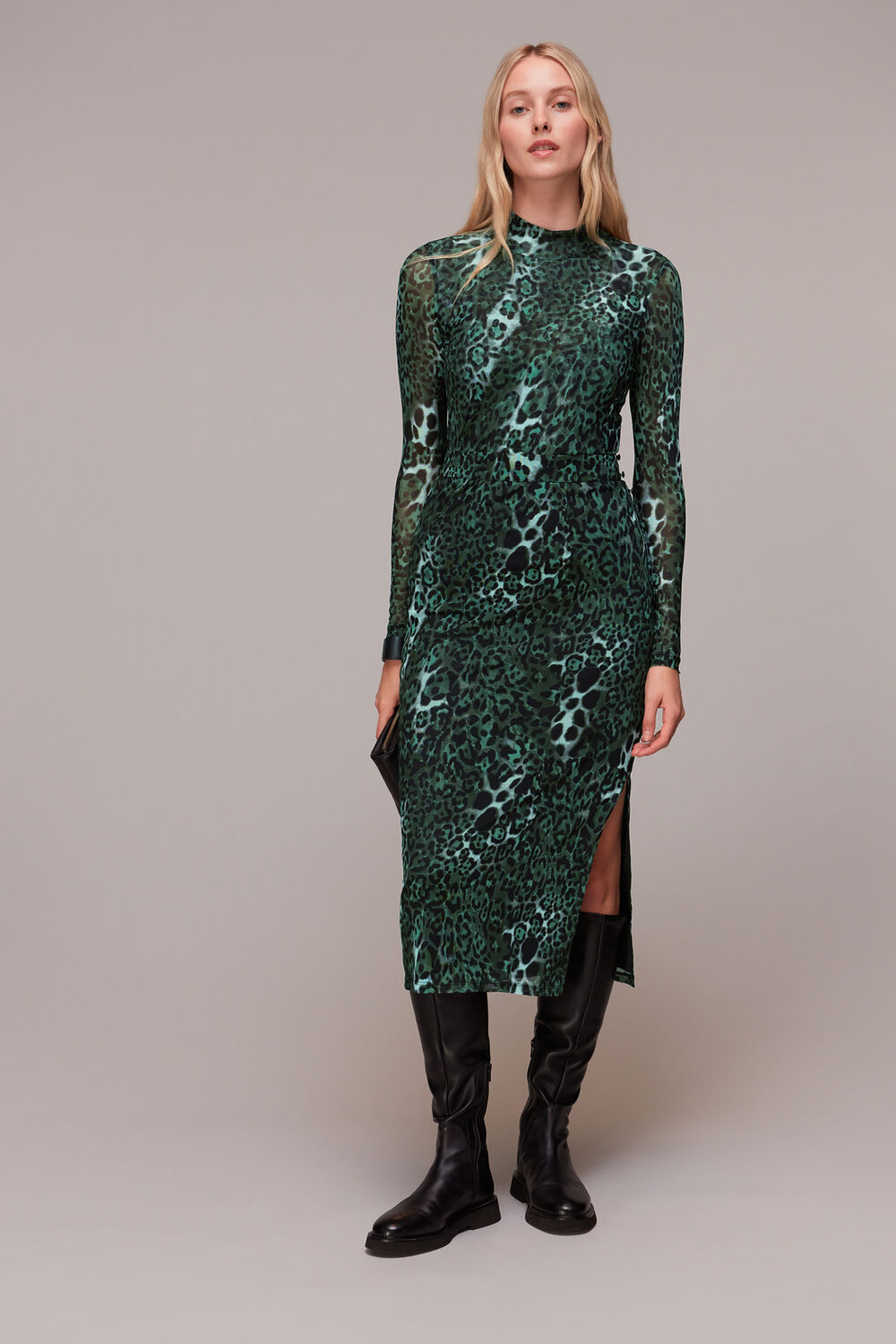 Night Cat Print Mesh Skirt