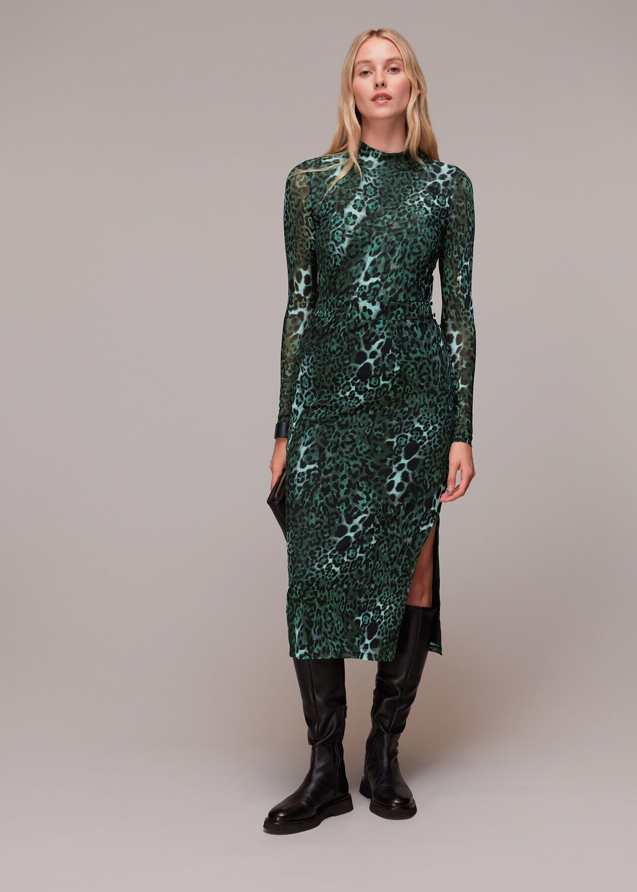 Night Cat Print Mesh Skirt