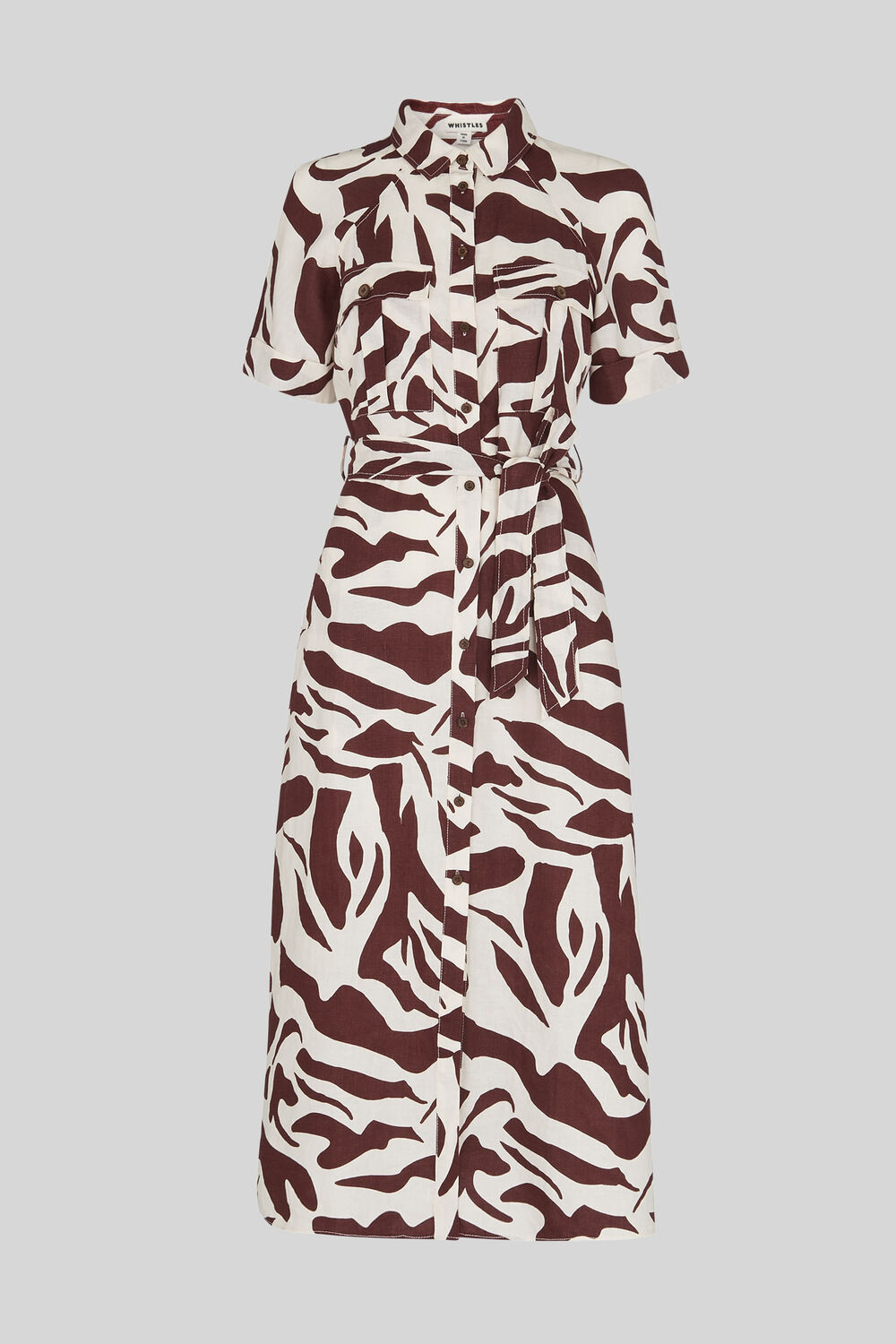 Graphic Zebra Shirt Dress Brown/Multi