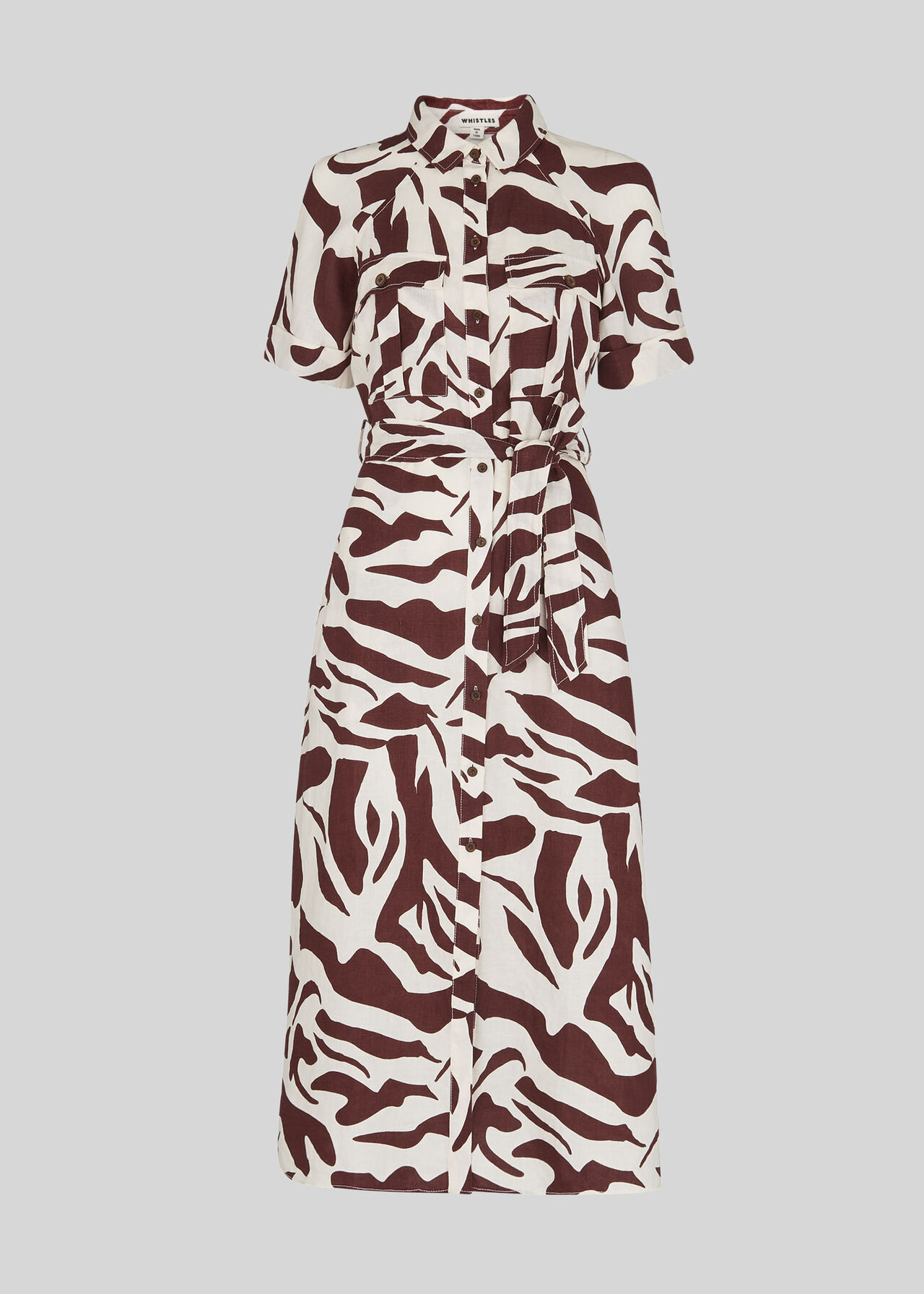 Graphic Zebra Shirt Dress Brown/Multi