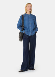 Pintuck Detail Denim Shirt