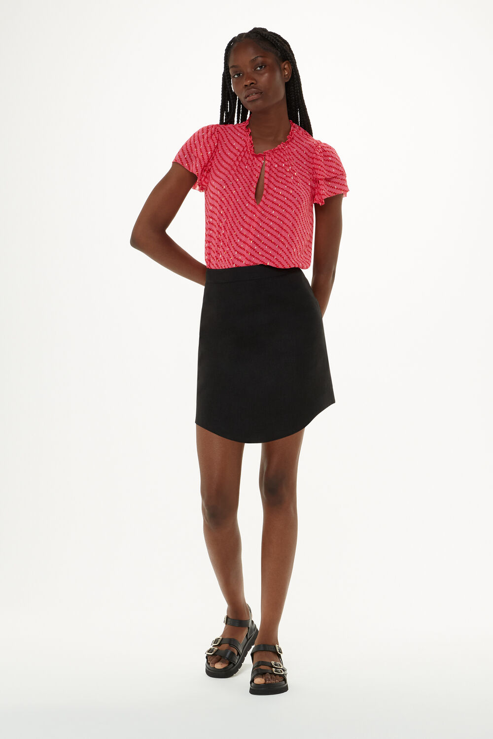 Diagonal Leaf Print Top