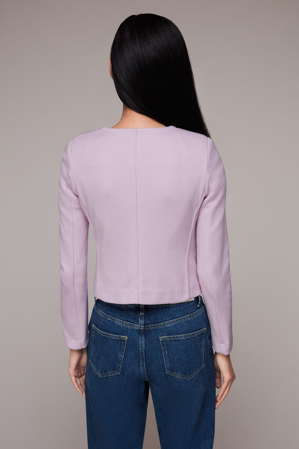 Lilac Jersey Collarless Jacket