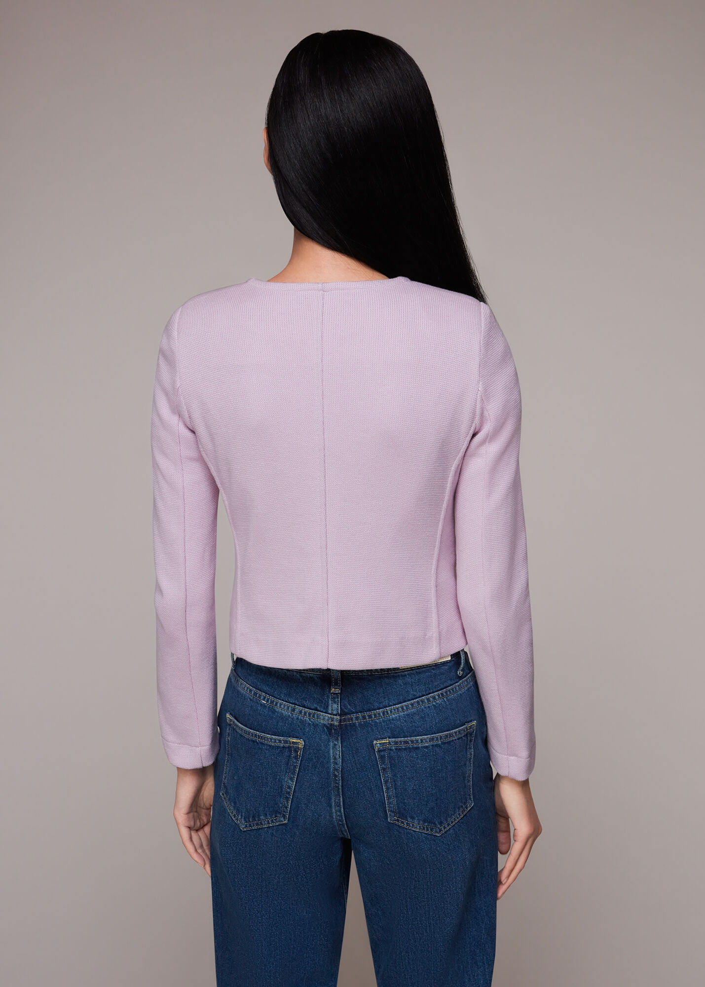 Lilac Collarless Jersey Jacket WHISTLES
