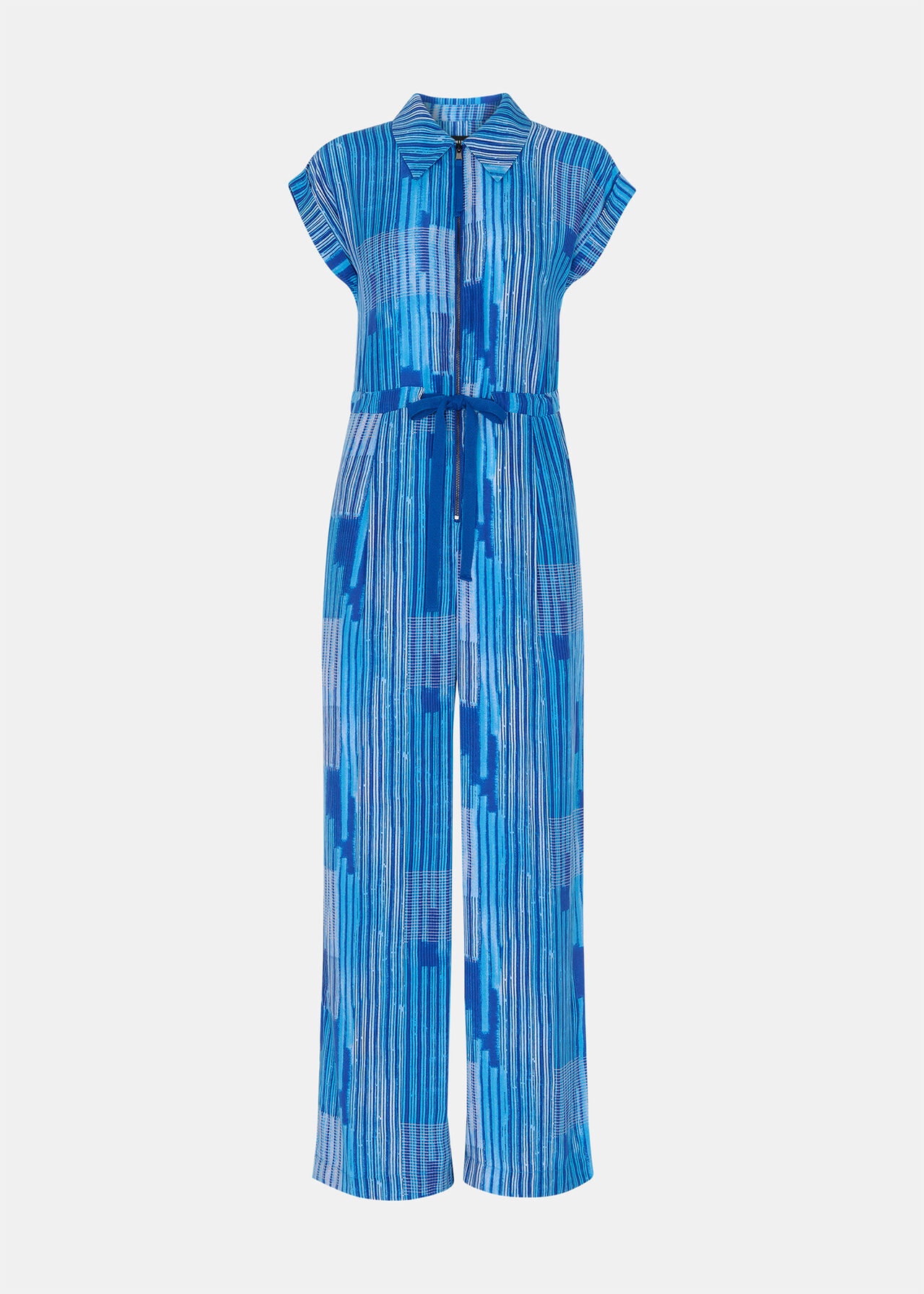 Stripe Print Zip Jumpsuit