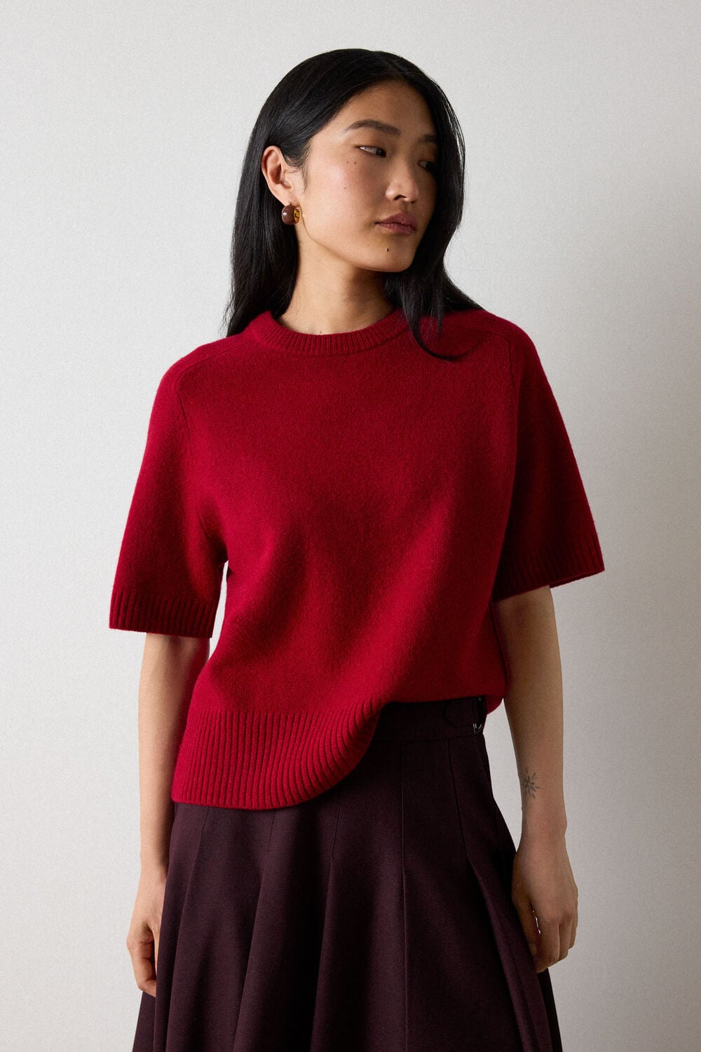 Dark Red Wool Knitted Tee