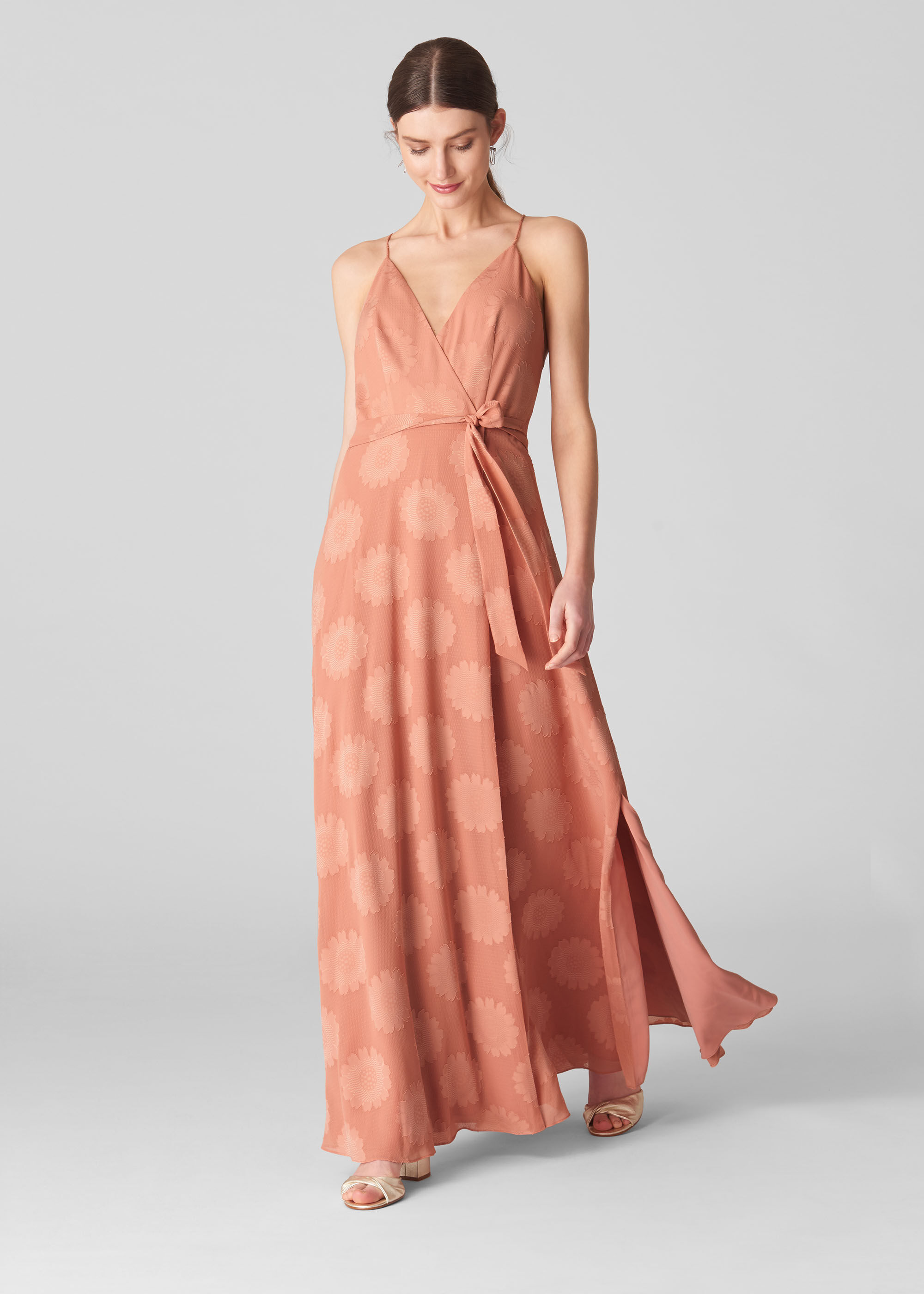 Pale Pink Noa Jacquard Maxi Dress