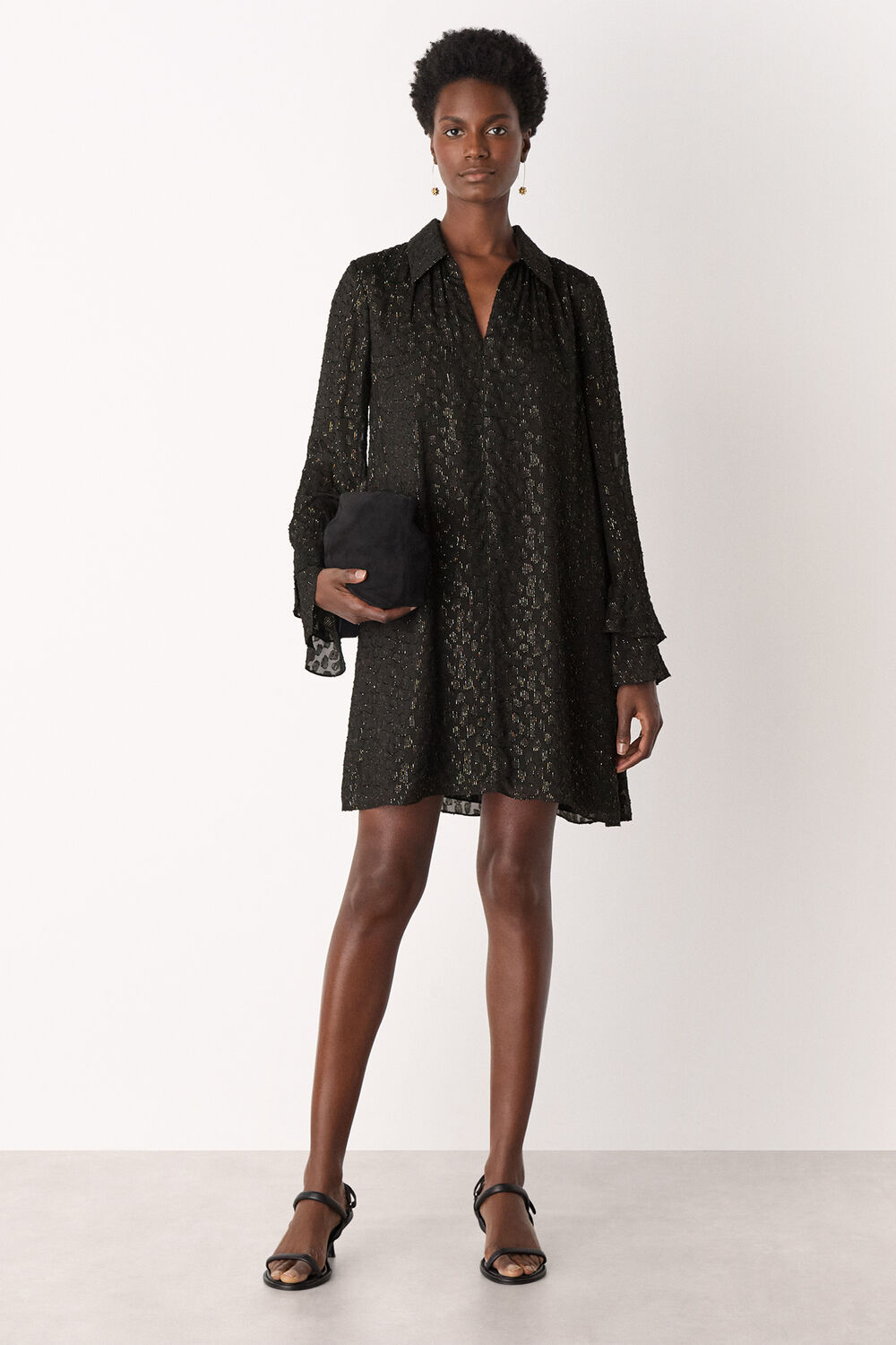 Metallic Dobby Mini Dress