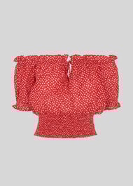 Beach Heart Print Crop Top Red/Multi