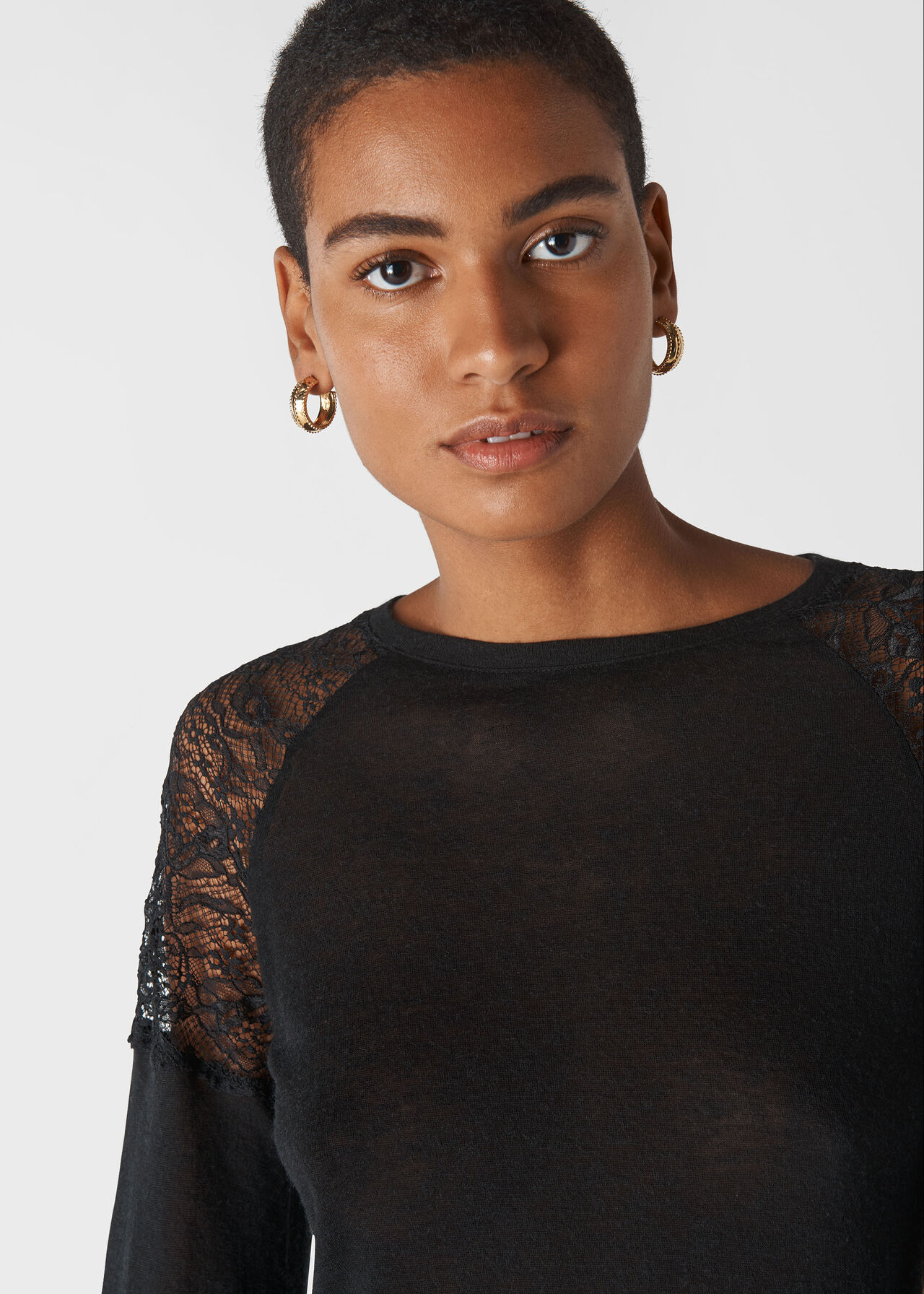 Lace Insert Top Black