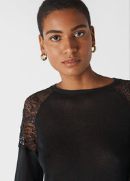 Lace Insert Top Black
