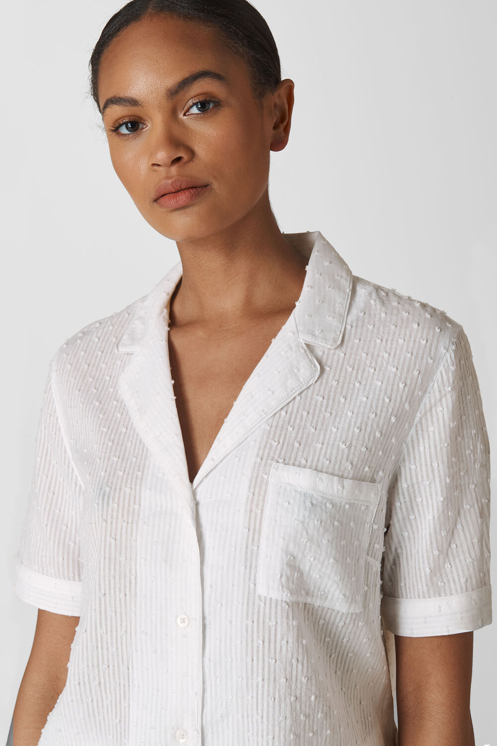 Stripe Dobby Pyjama Shirt White