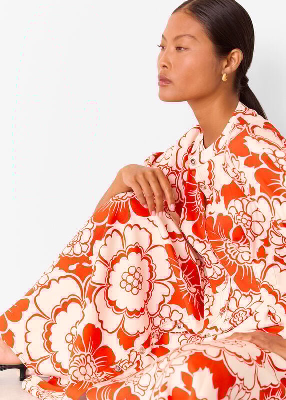 Red Petite Bloom Floral Midi Dress