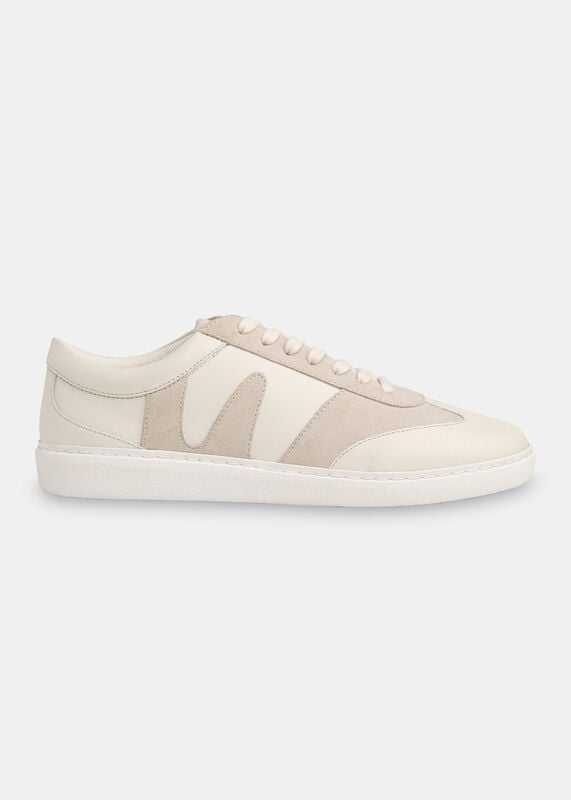 White Suede Leather Mix Trainer