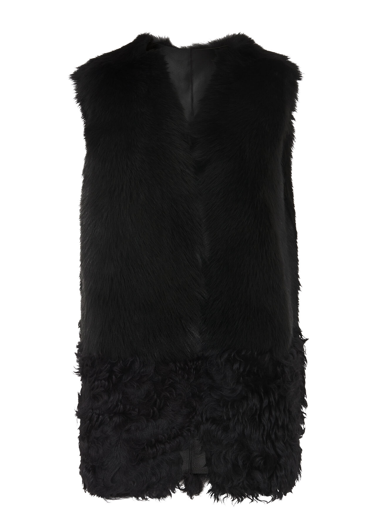 Curly Hem Sheepskin Gilet, Black WHISTLES