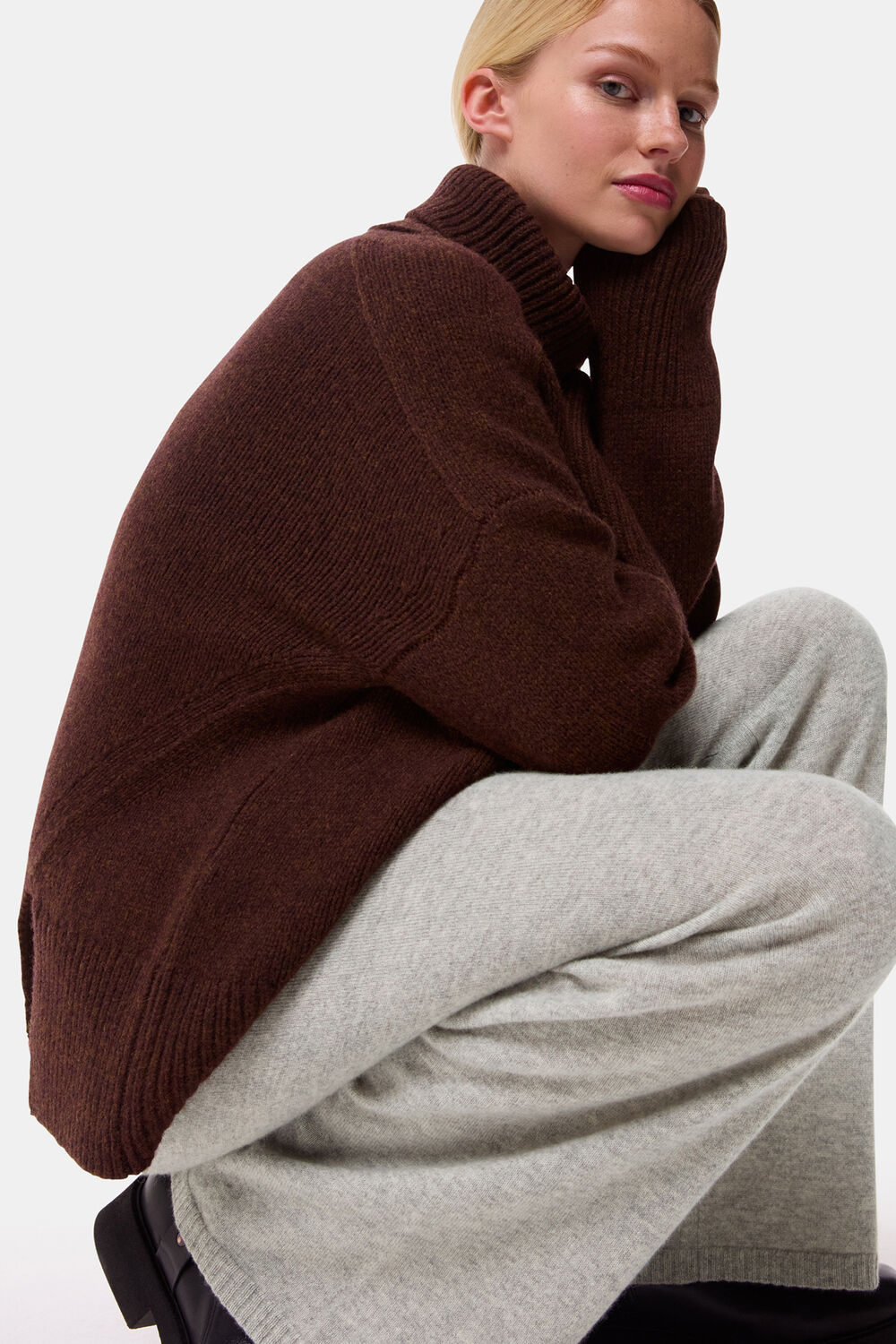 Grey Marl Cashmere Straight Leg Jogger
