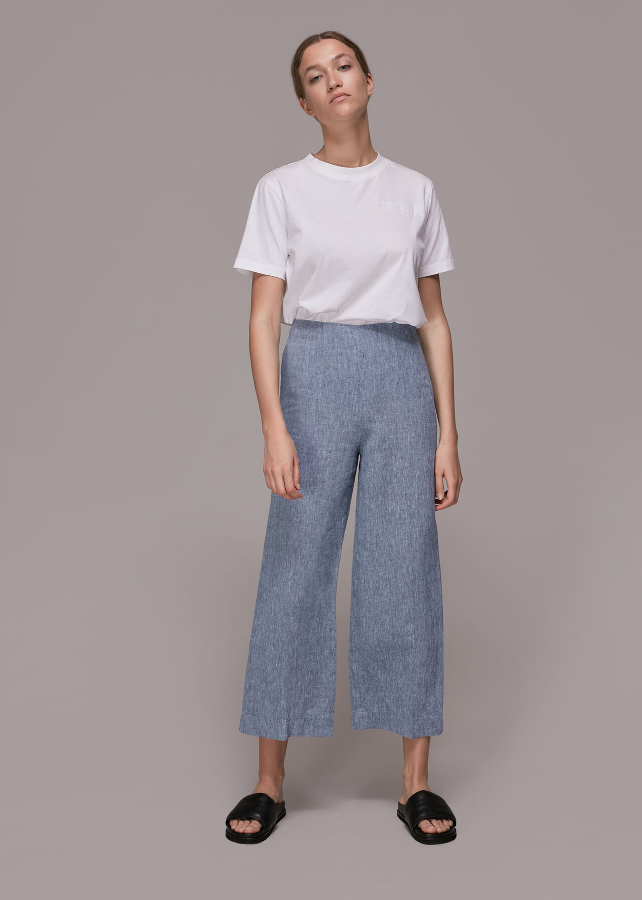 Chambray Linen Cropped Trouser