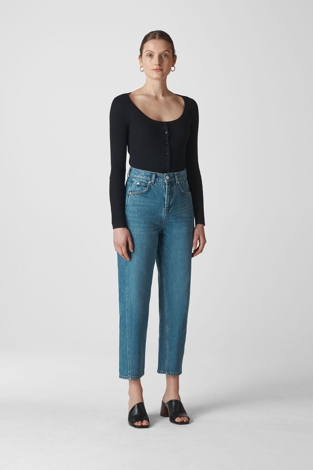 Skinny Rib Cardigan Navy