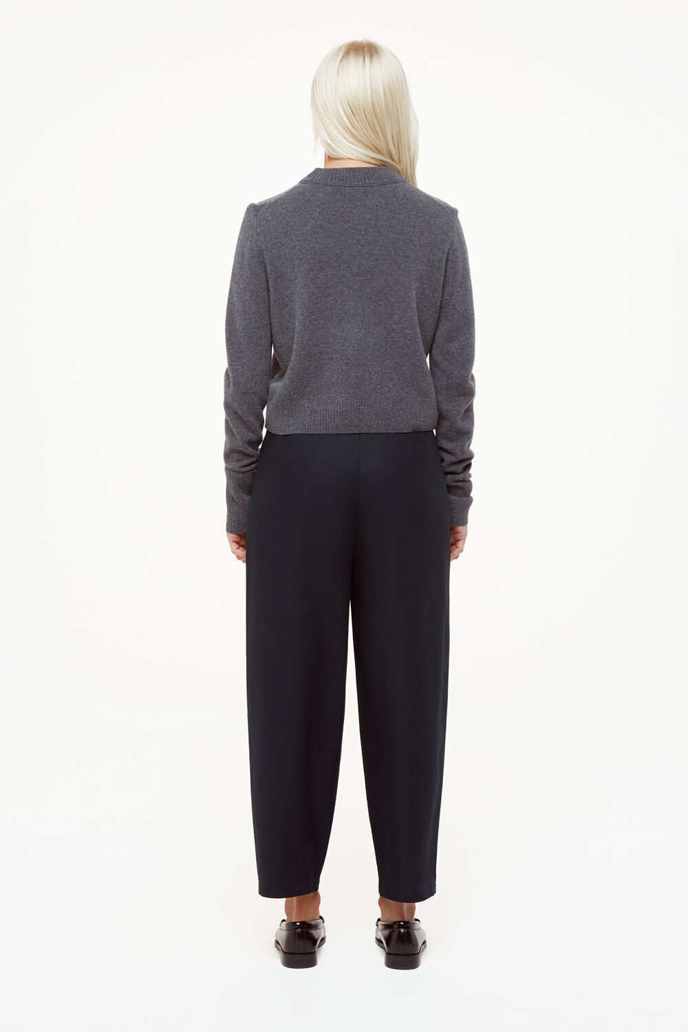 Navy Petite Carla Barrel Cotton Trouser