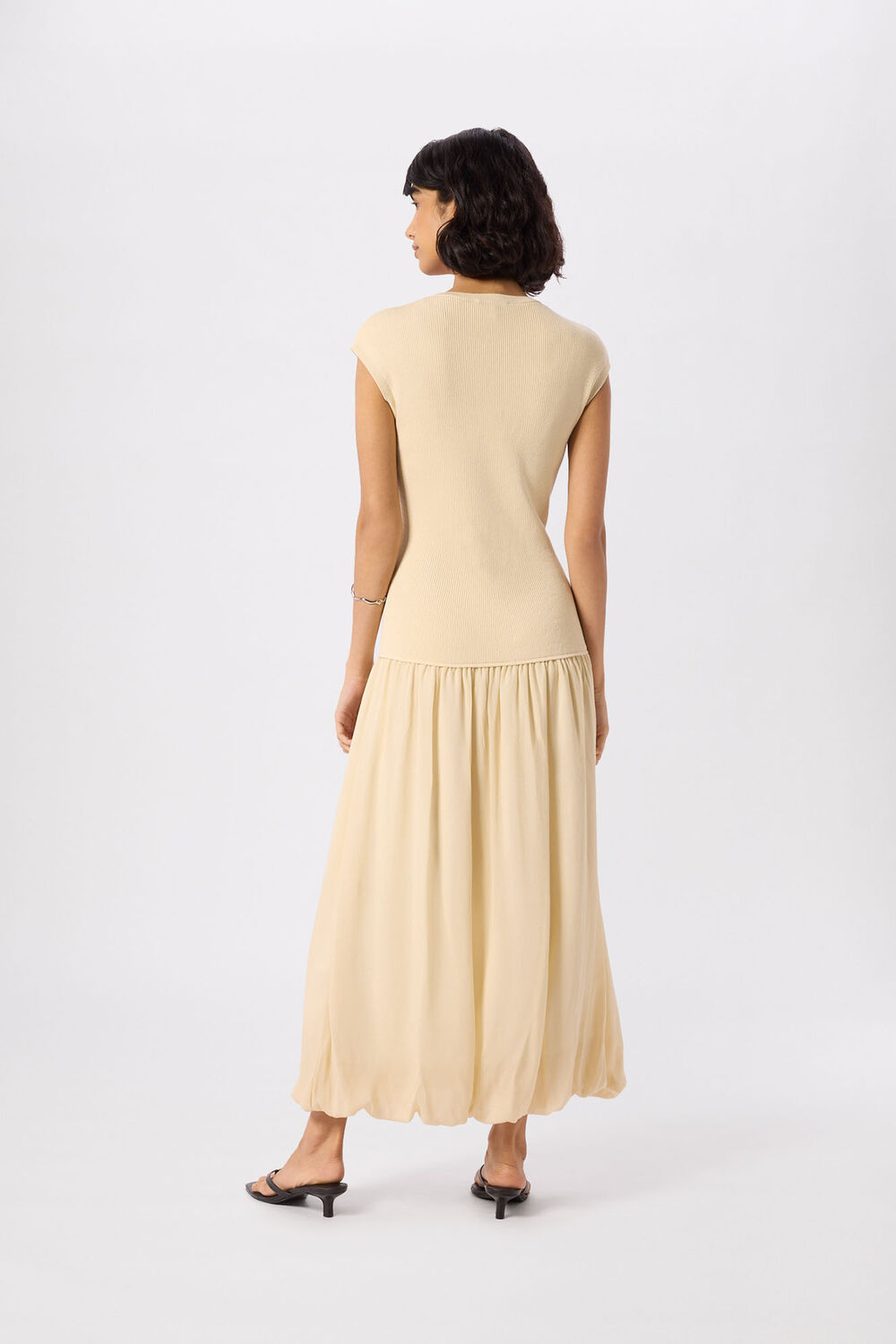 Yellow Knitted 2in1 Bubble Hem Dress