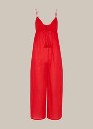 Tassel Detail Beach Jumpsuit Red